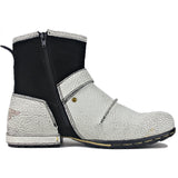 Wiipop Cracked Texture Leather Zipper-up Motorcycle Boots