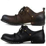 Wiipop Handmade Genuine Cow Leather Lace-Up Boots