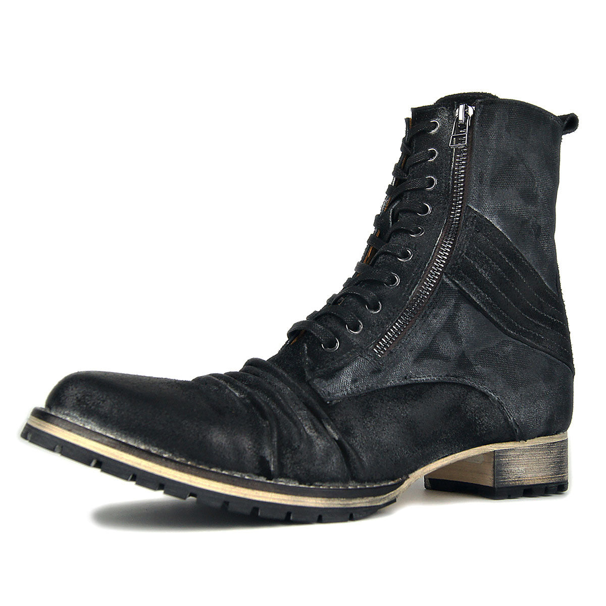 Mens Handmade Motorcycle Ankle Zipper Boots