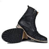Mens Handmade Motorcycle Ankle Zipper Boots