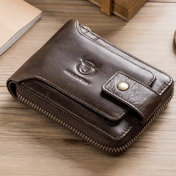 Men Genuine Leather Brand RFID Wallet
