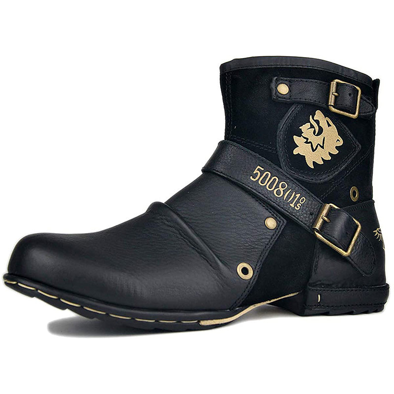 New Punk Genuine Leather Zipper Up Boots