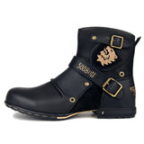 New Punk Genuine Leather Zipper Up Boots