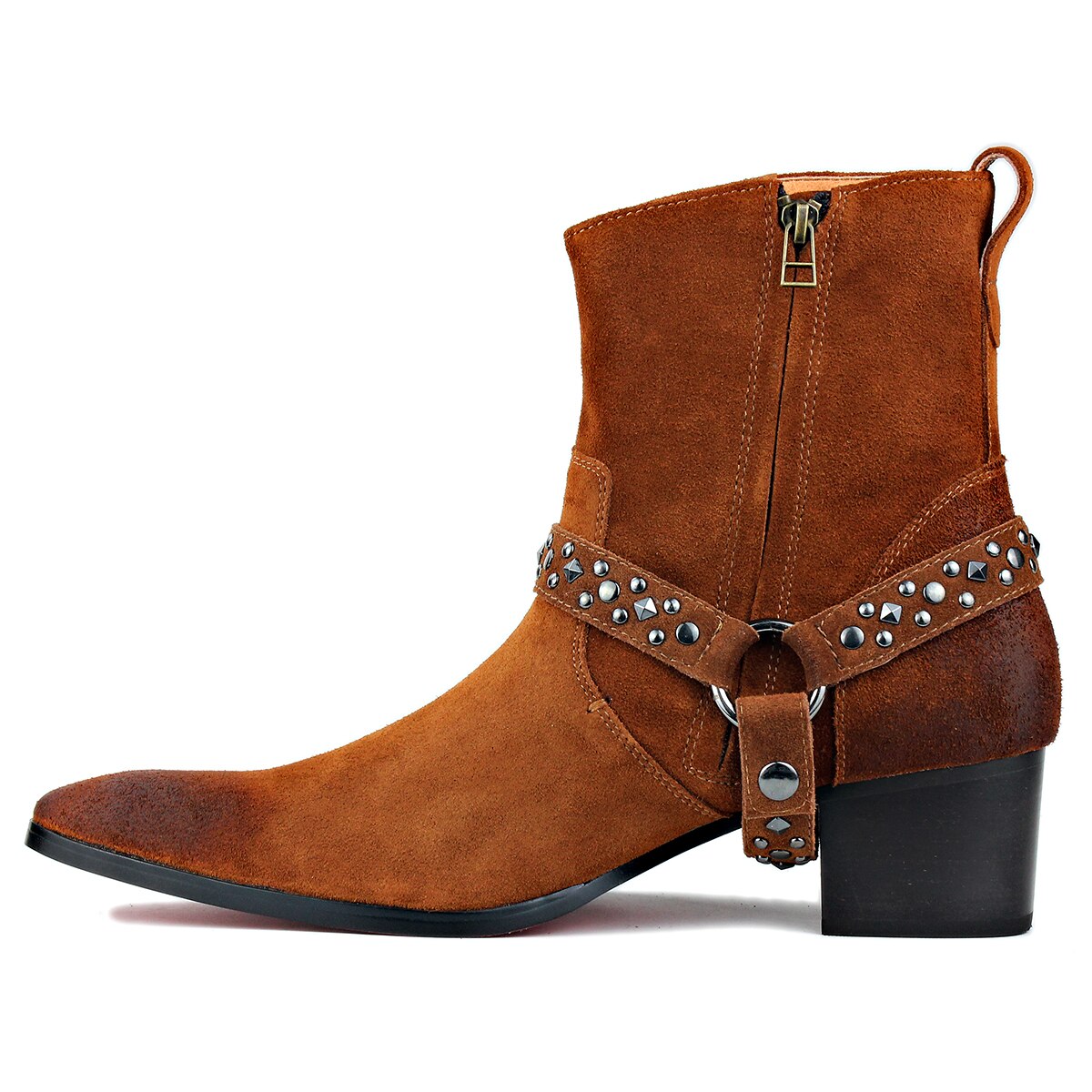 Suede  Zipper-up Leather Boots
