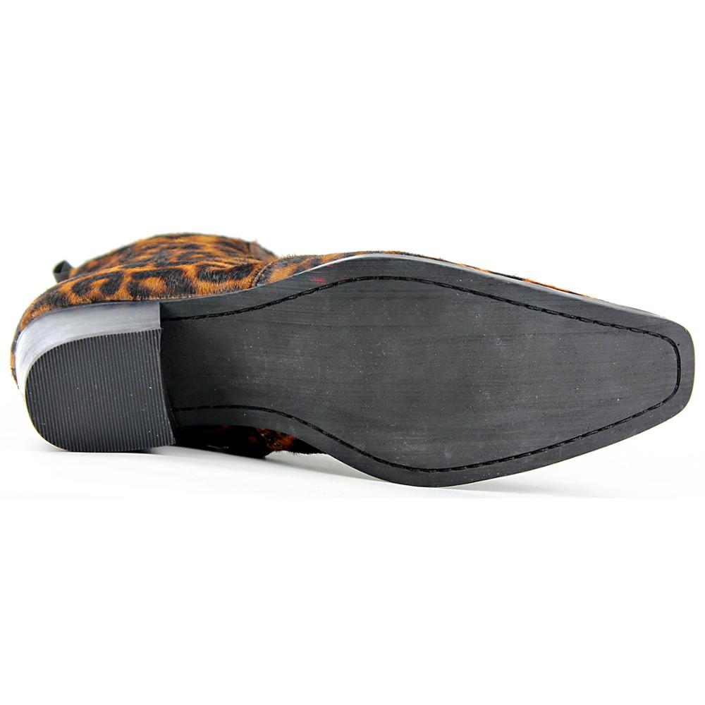 Men Genuine Leather Leopard Boots