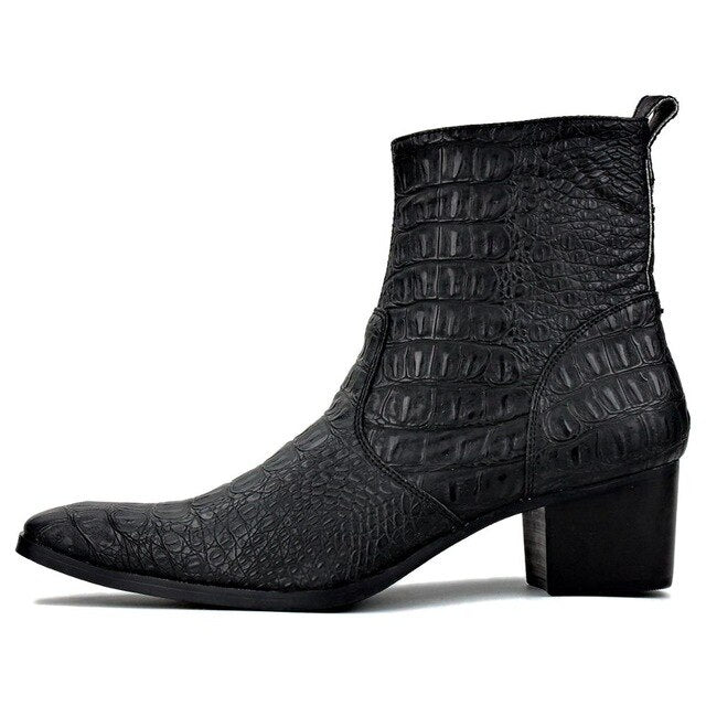 Men Designer Zipper-up Chelsea High Heel Boots