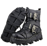 Skull Gothic Punk Motorcycle Genuine Leather Boots