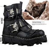 Skull Gothic Punk Motorcycle Genuine Leather Boots