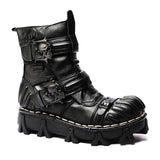 New Skull Motorcycle Genuine Leather Martin Boots