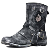 5008-1-H-F1 Genuine Leather Mens Motorcycle Boots