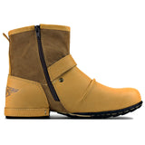 Yellow Genuine Leather Motorcycle Ankle Boots 5008-1-Q