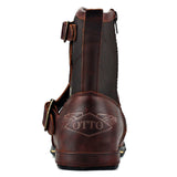 New England Wine Red Genuine Leather Motorcycle Ankle Boots