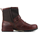 New England Wine Red Genuine Leather Motorcycle Ankle Boots