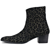 Wiipop Genuine Leather Horse Hair Leopard Boots