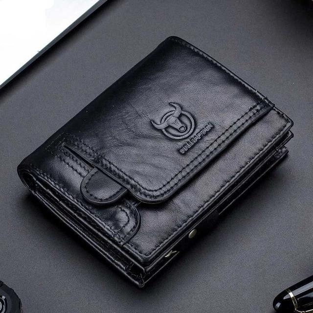 Wiipop Genuine Leather Men's Men Wallet With Zipper Coin Pocket Card Holder