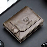 Wiipop Genuine Leather Men's Men Wallet With Zipper Coin Pocket Card Holder