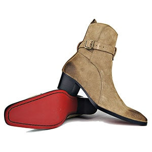 Genuine Leather Suede High Heel Men Dress Boots
