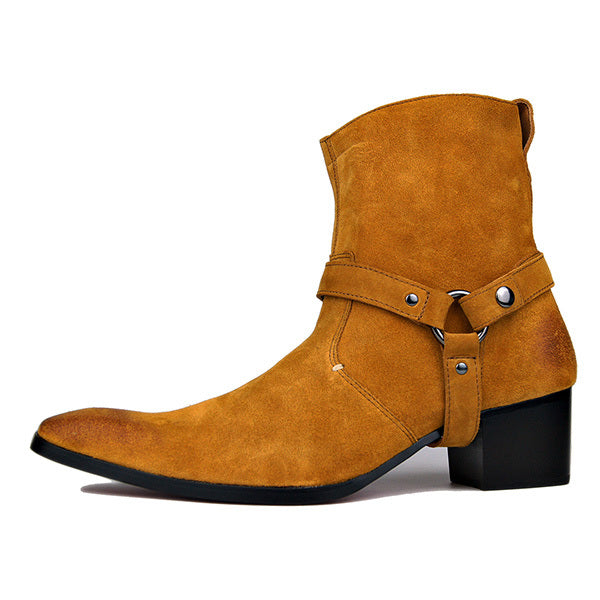 Wiipop Handmade Genuine Suede Leather Chelsea Ankle Boots